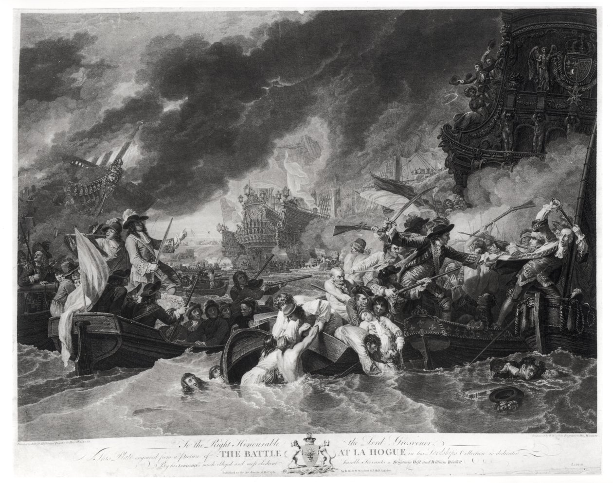 Hágai csata, 1692. május 29., William Woollett (1735-85) metszete 1781 (aquatinta) alkotó: Benjamin West