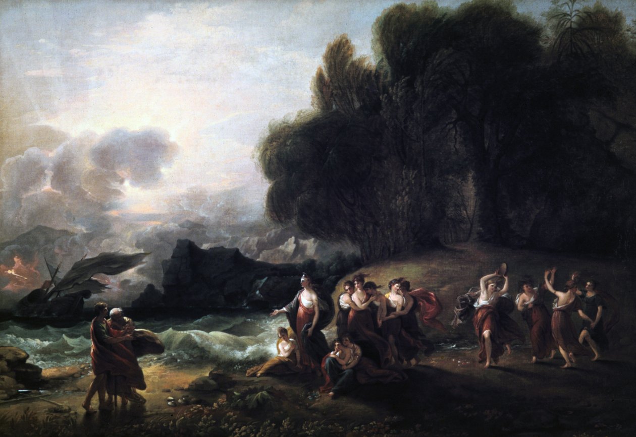 Calypsos Telemachus és Mentor fogadása, 1801. alkotó: Benjamin West