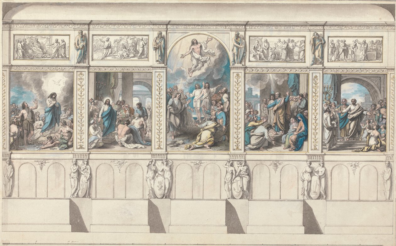 Tervezés a Kinyilatkoztatott Vallás kápolnájának falához alkotó: Benjamin West