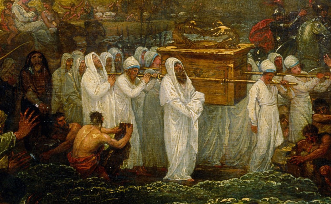 Józsué átkel a Jordán folyón a szövetség ládájával alkotó: Benjamin West
