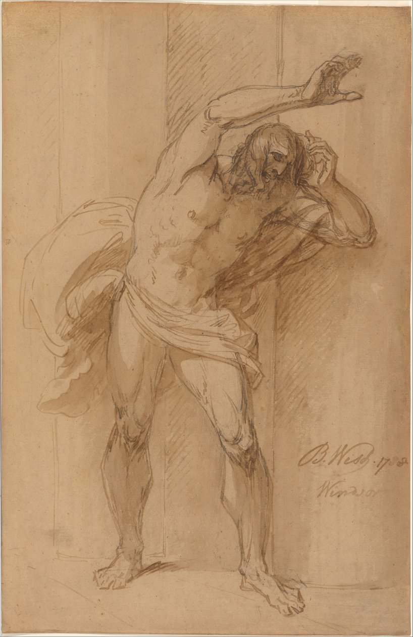 A keresztre feszítés előkészítése alkotó: Benjamin West