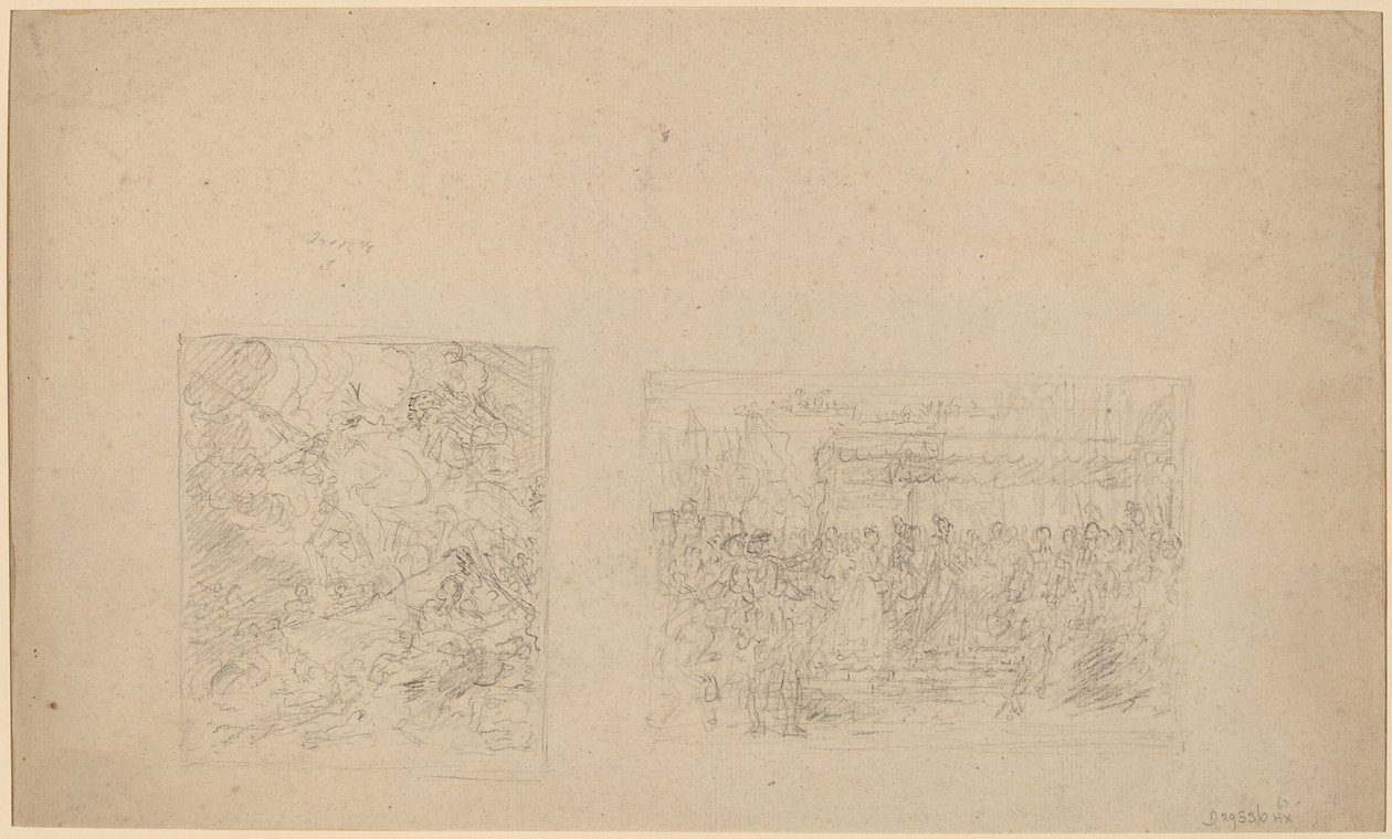 Tanulmány a sziklára ütő Mózesről és a körmenetről [verso] alkotó: Benjamin West