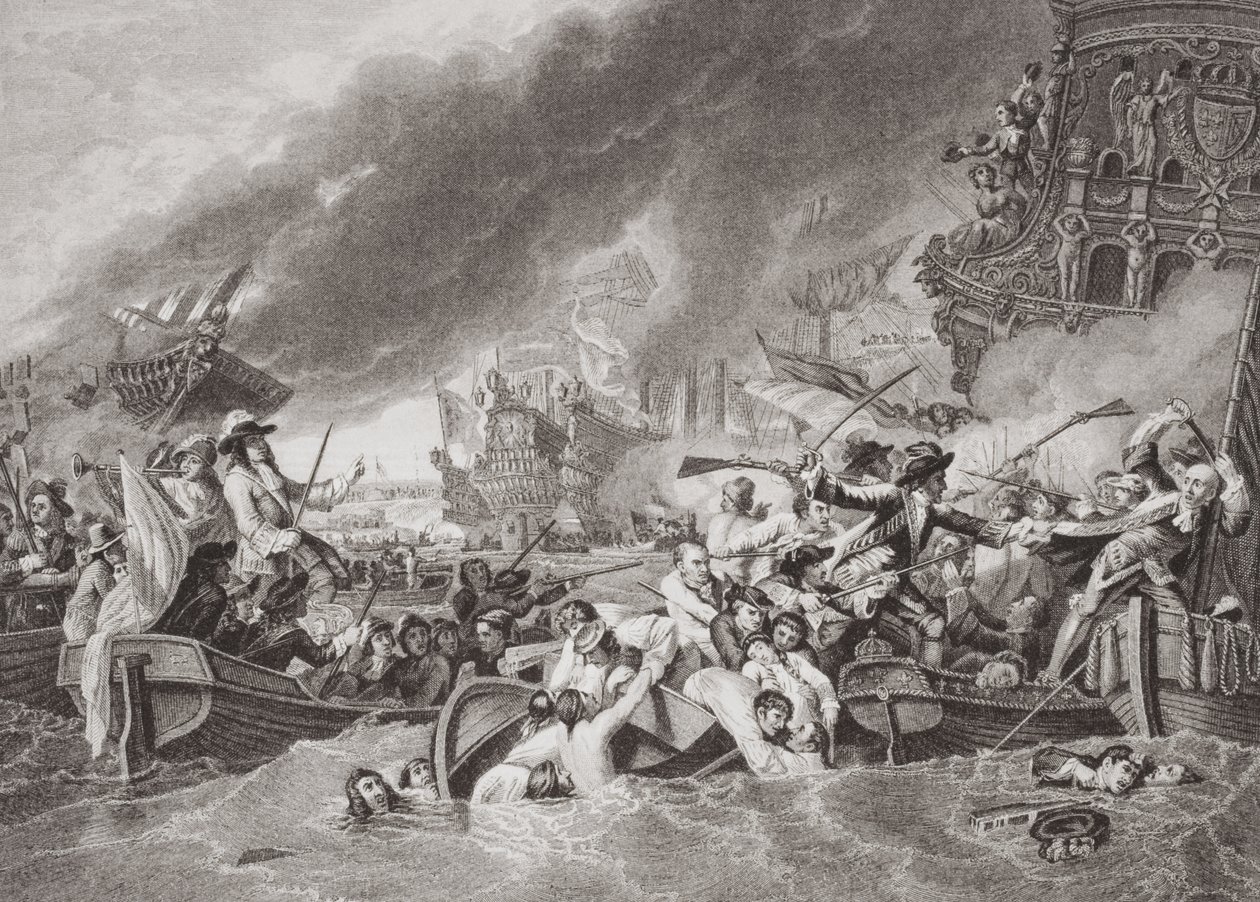 A La Hogue-i csata, A francia flotta megsemmisítése, 1692. május 22., Az angol és skót történelem illusztrációiból, II. alkotó: Benjamin West