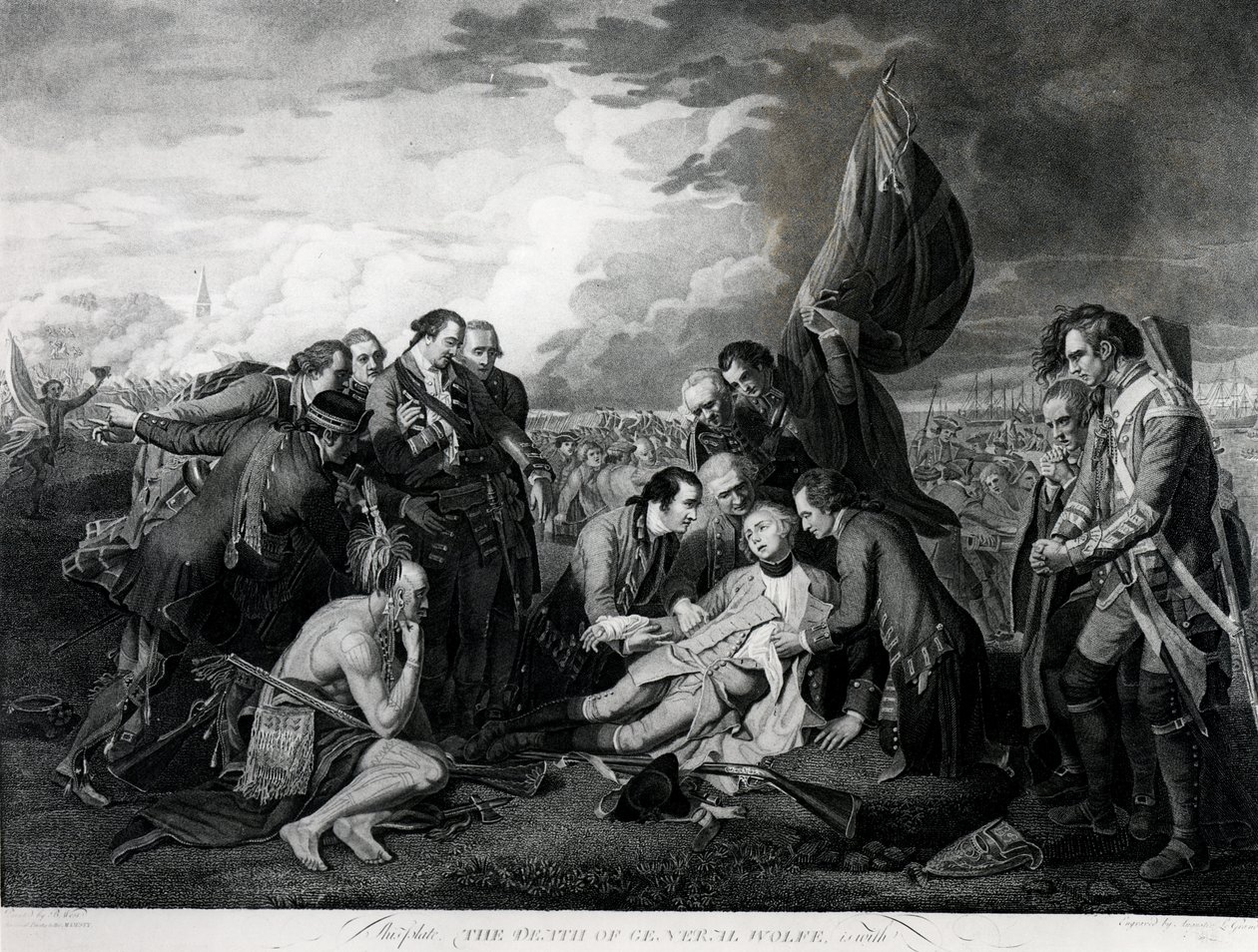 Wolfe tábornok halála (1727-59) 1759, metszet: Augustin Legrand (metszet) (bundw fotó) (lásd még: 105409, 124902 és 153197) alkotó: Benjamin West