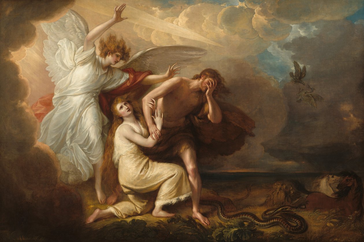 Ádám és Éva kiűzése a paradicsomból, 1791. alkotó: Benjamin West