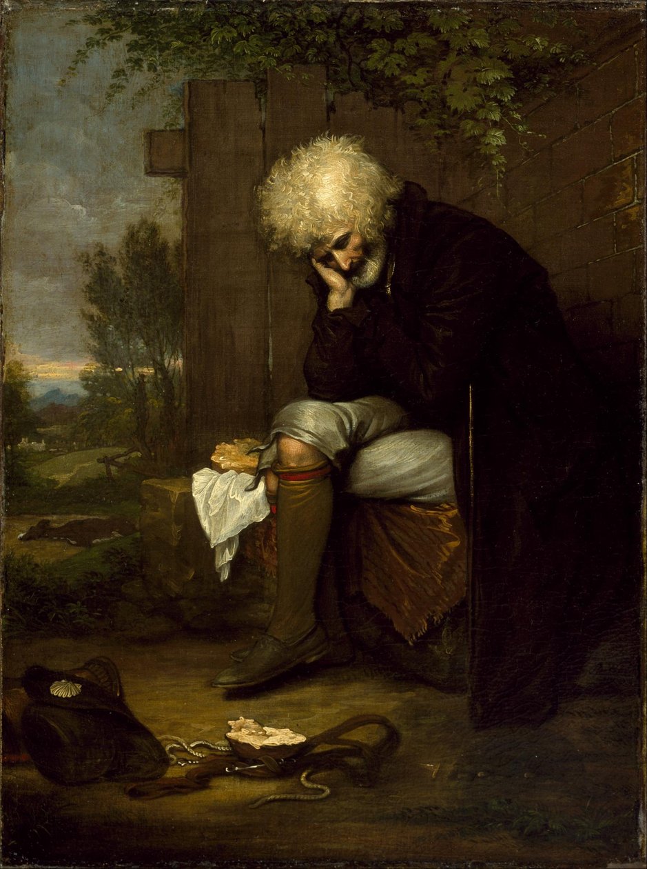 A zarándok, aki elhunyt szamárját gyászolja alkotó: Benjamin West