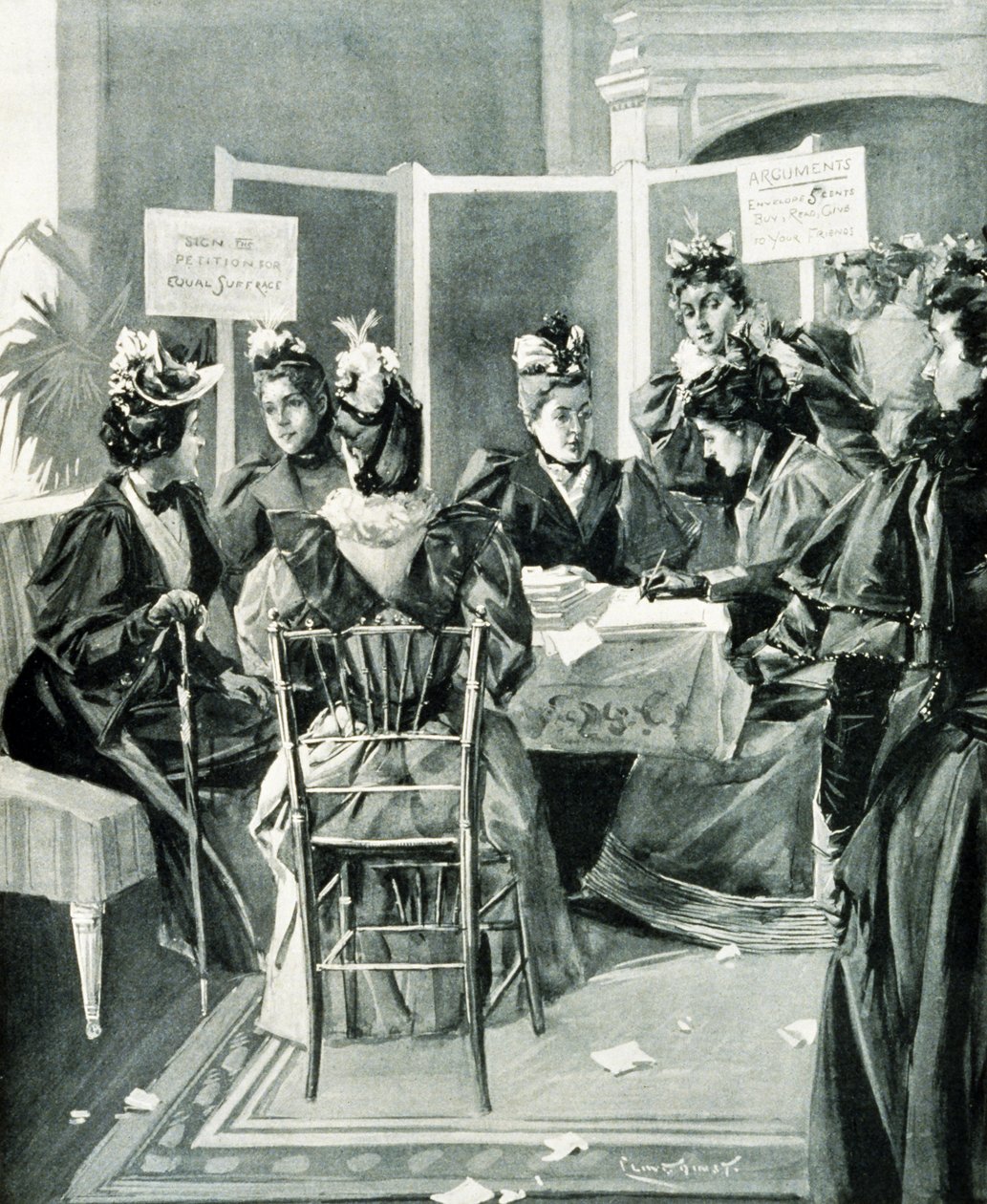"Aláírja a petíciót az egyenlő választójogért" kocsma. 1894 (litó) alkotó: Benjamin West Clinedinst