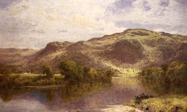 Egy csendes tó a Conway folyón, Churchpool, Bettwys-y-Coed alatt alkotó: Benjamin Williams Leader