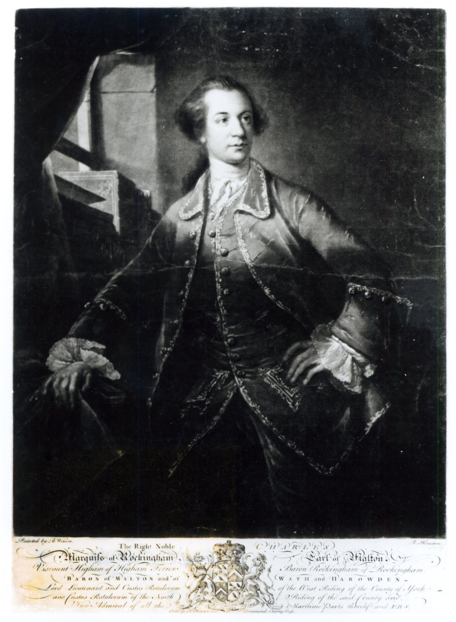 Charles Watson-Wentworth, Rockingham második márkija (1730-82) portréja, Richard Houston (1721-75) metszete alkotó: Benjamin Wilson