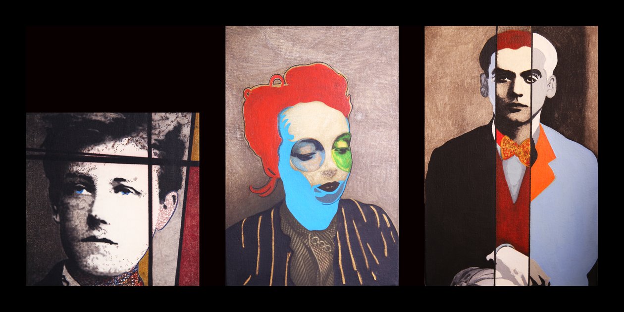 Arthur, Marguerite  Federico, 2014 (olaj, 3 egymás melletti nyomtatott vászon) alkotó: Benoit Erwann Boucherot