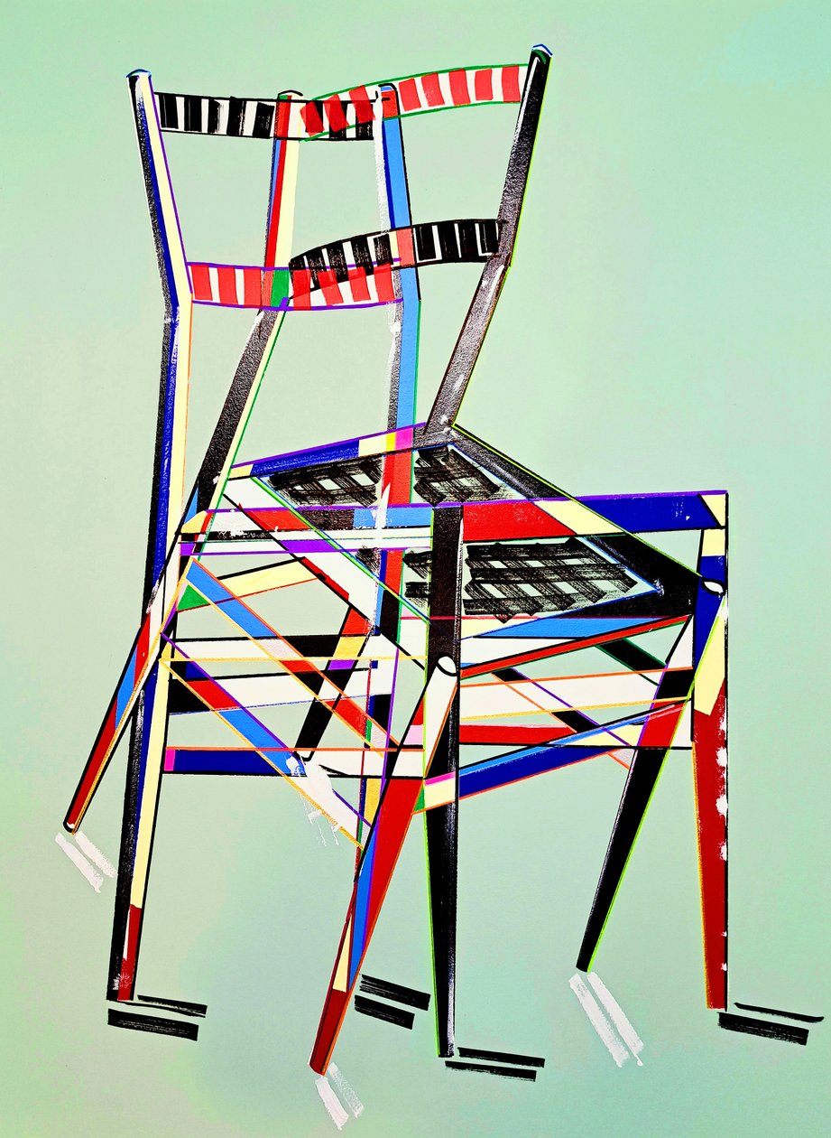 Chaise - superleggera, Gio Ponti után, 2016 (olaj, vászon) alkotó: Benoit Erwann Boucherot