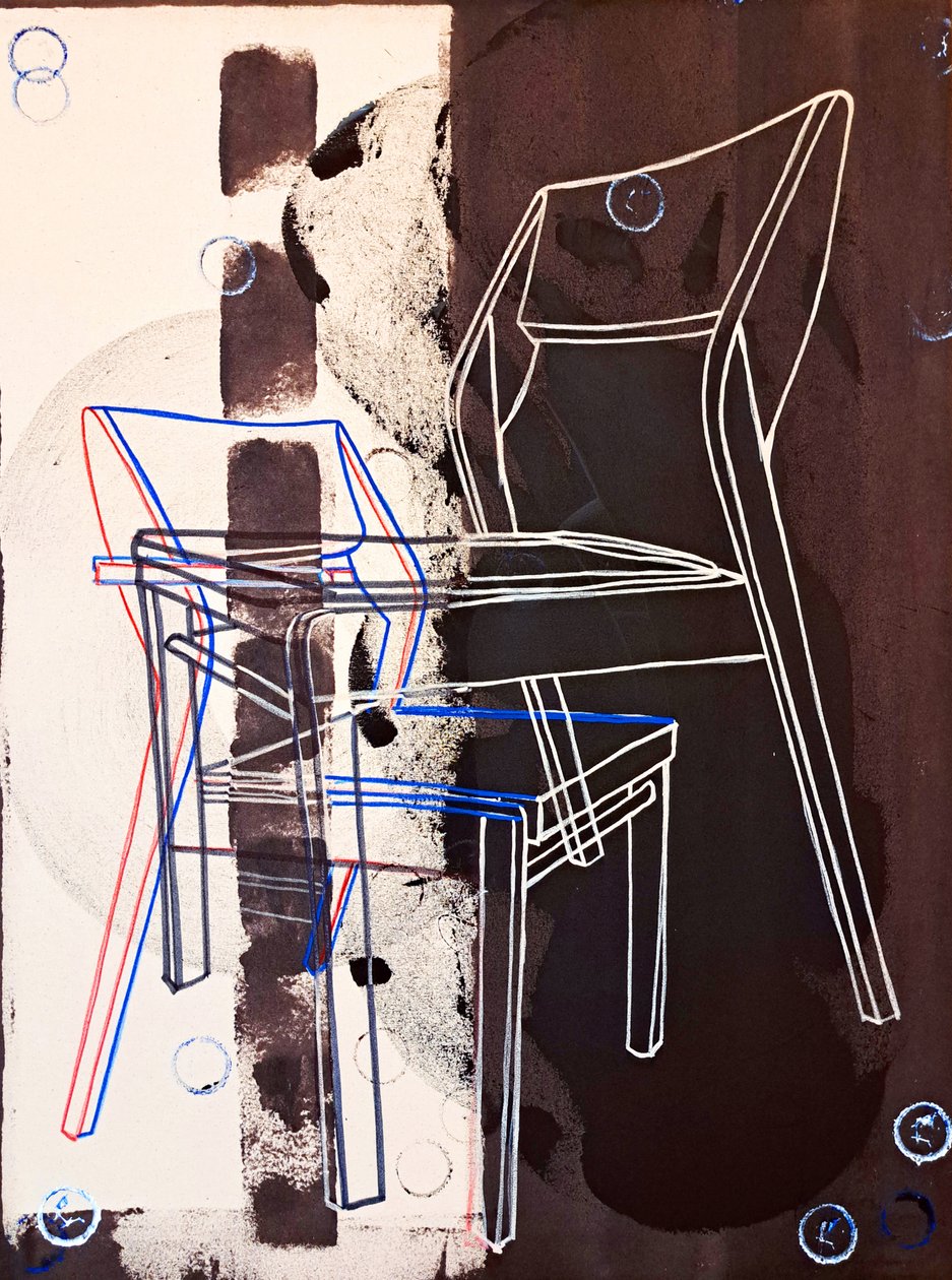 Chaise prototype, David Gour után, 2023 (olaj és akril, vegyes vászon) alkotó: Benoit Erwann Boucherot