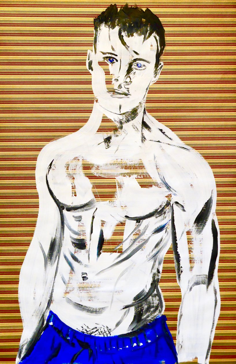 Masculin japonais 7, 2020 (akril, szitanyomású japán papírra) alkotó: Benoit Erwann Boucherot
