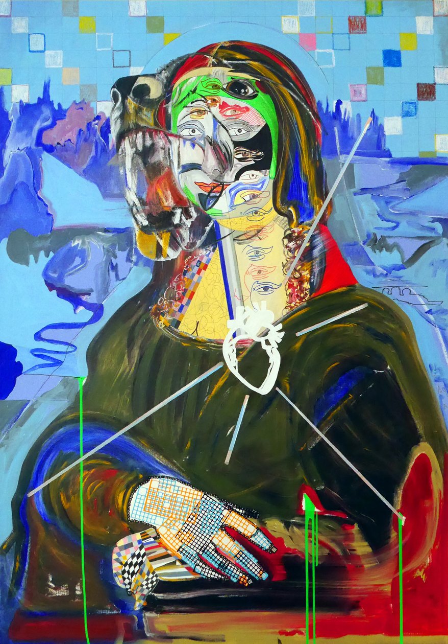 Surpeinture : Joconde, 2018 (olaj, papír és akril vászonra) alkotó: Benoit Erwann Boucherot