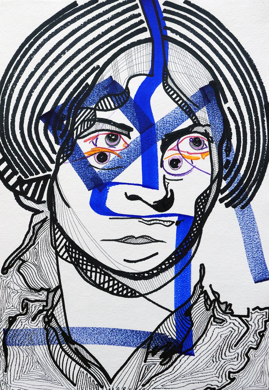 Surportrait : Charlotte Brontë, 2019 (akril, papír) alkotó: Benoit Erwann Boucherot