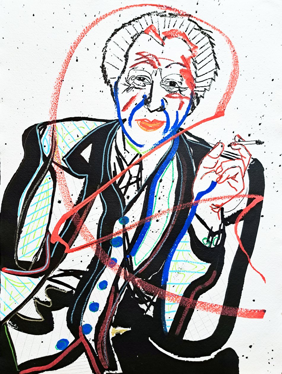 Surportrait : Frank Lloyd Wright, 2022 (akril, papír) alkotó: Benoit Erwann Boucherot