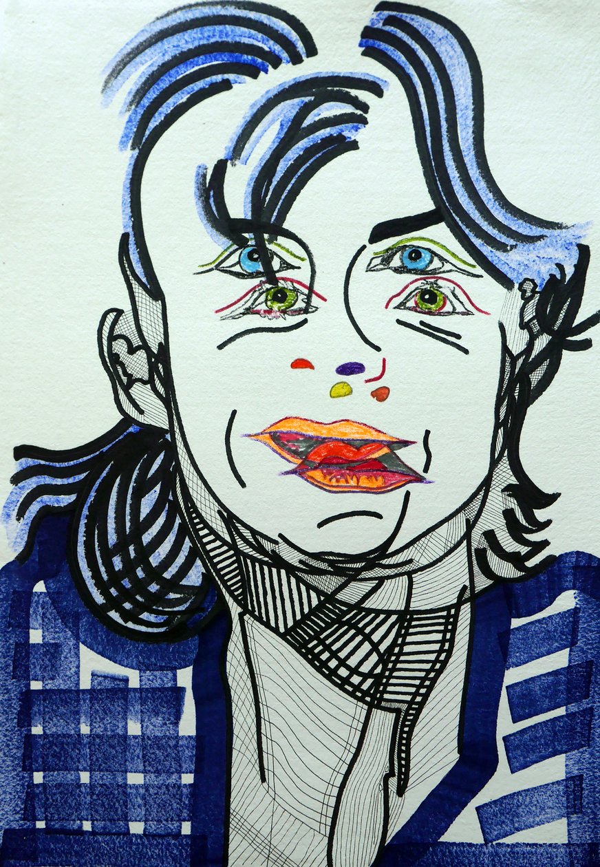 Surportrait : Fred Vargas, 2019 (akril, papír) alkotó: Benoit Erwann Boucherot