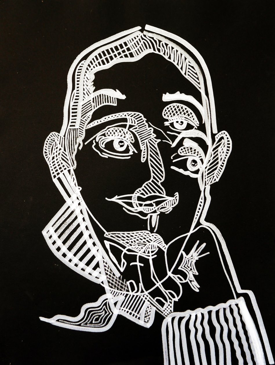 Surportrait : Joyce Carol Oates, 2021 (akril, papír) alkotó: Benoit Erwann Boucherot