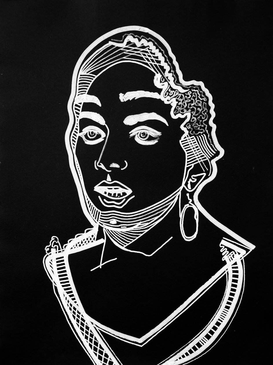 Surportrait : Leila Slimani, 2021 (akril, papír) alkotó: Benoit Erwann Boucherot