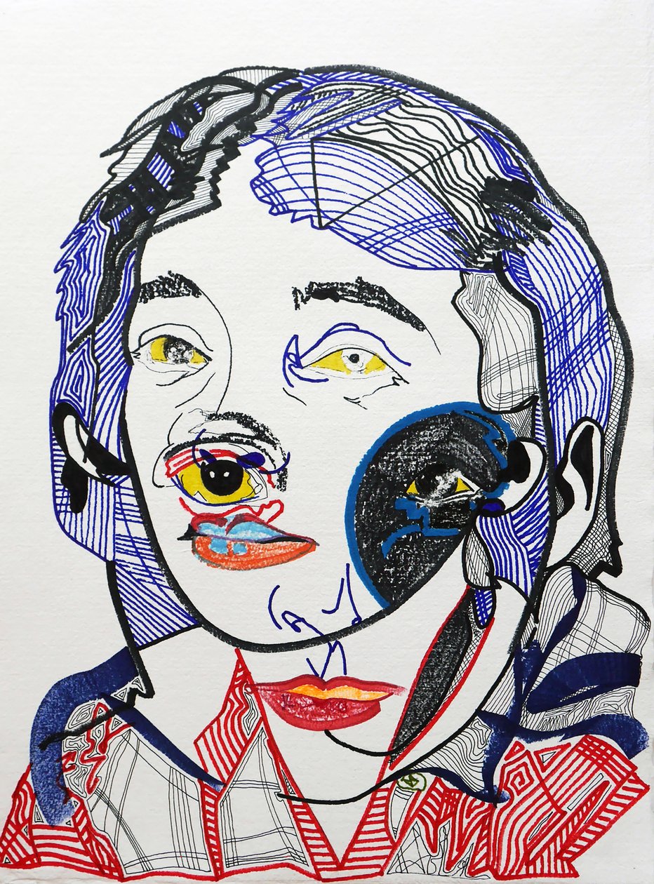 Surportrait : Marguerite Duras 2, 2021 (akril, papír) alkotó: Benoit Erwann Boucherot