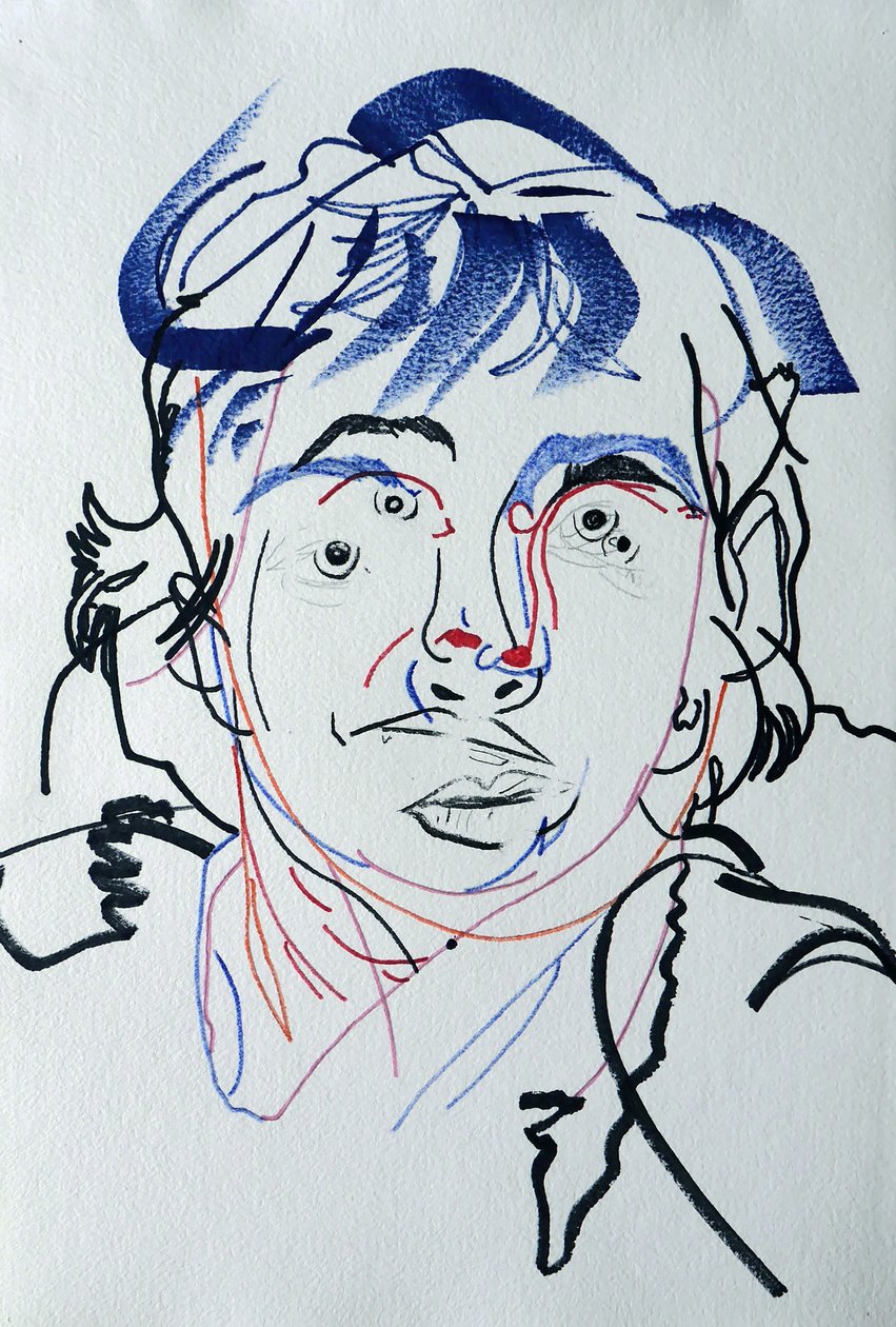 Surportrait : Marguerite Duras 3, 2021 (akril, papír) alkotó: Benoit Erwann Boucherot