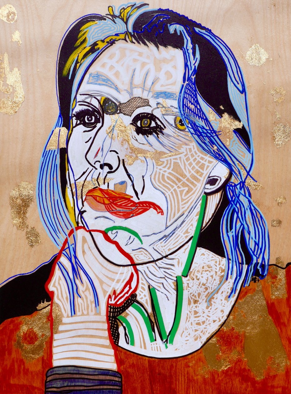 Surportrait : Marie Darrieussecq, 2021 (olaj és akril, fapanel) alkotó: Benoit Erwann Boucherot