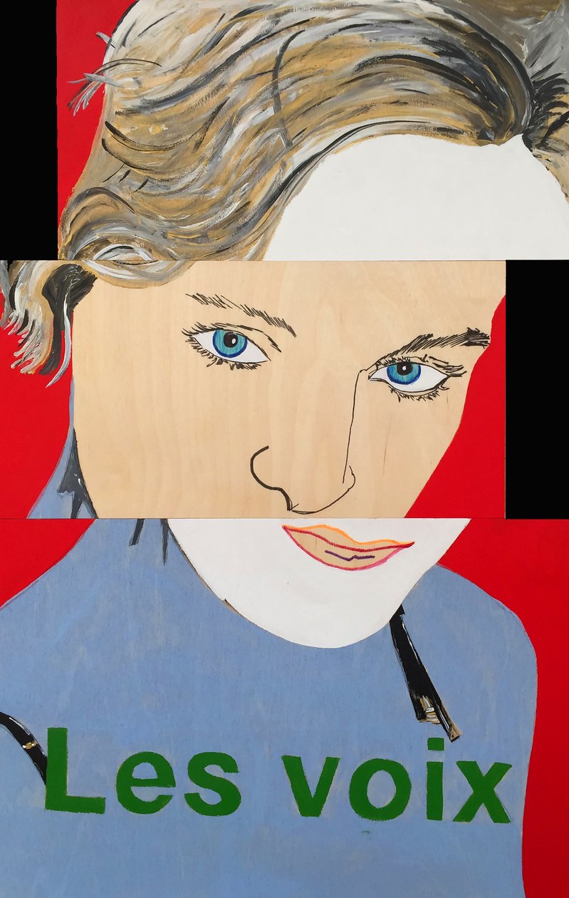 Surportrait : Nelly Arcan, 2021 (olaj és akril, 4 egymás melletti fapanelre) alkotó: Benoit Erwann Boucherot