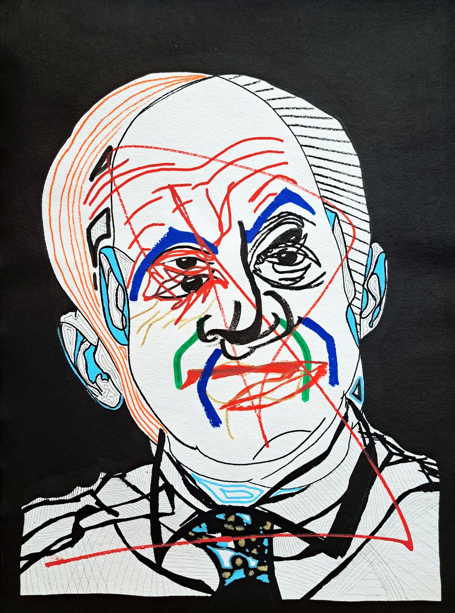 Surportrait : Oscar Niemeyer, 2022 (akril, papír) alkotó: Benoit Erwann Boucherot