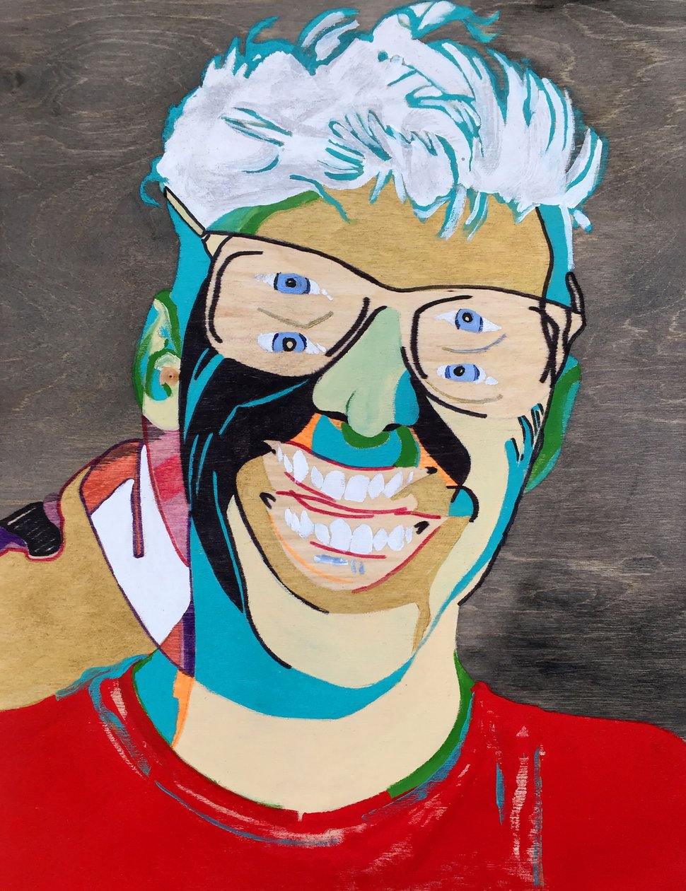 Surportrait : Simon Boulerice, 2021 (olaj és akril, fapanel) alkotó: Benoit Erwann Boucherot