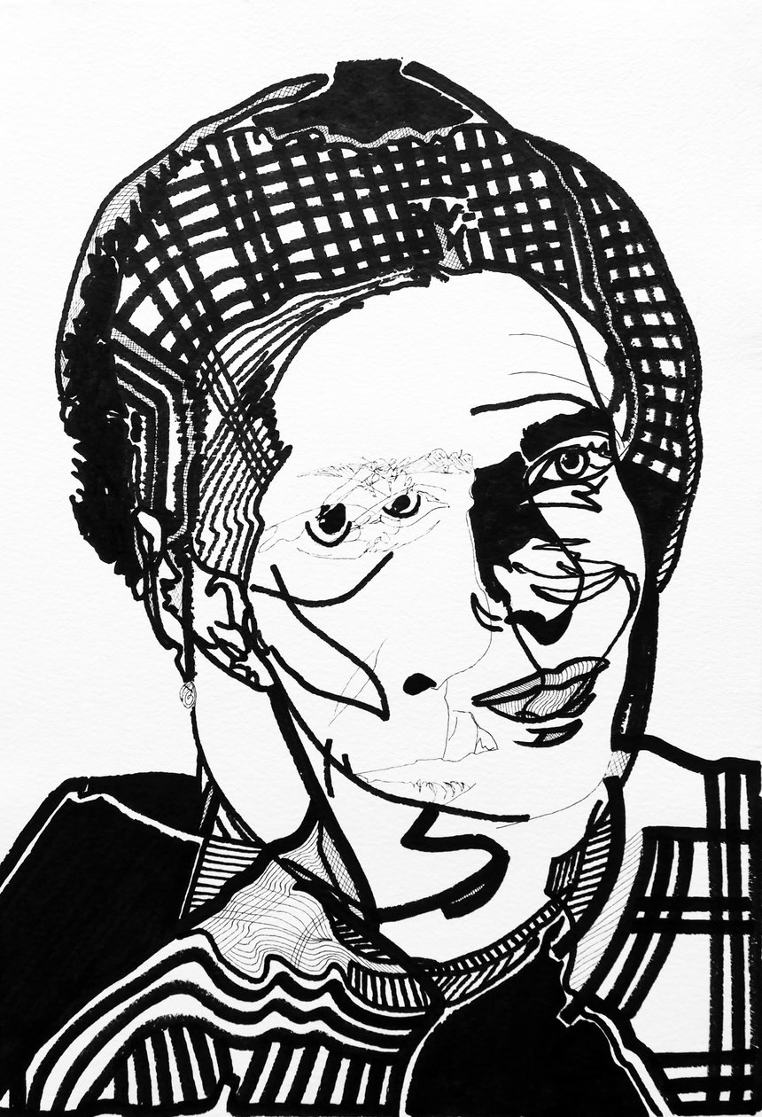 Surportré: Simone de Beauvoir, 2019 (akril, papír) alkotó: Benoit Erwann Boucherot