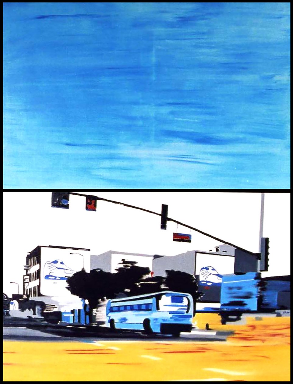 A kék busz hívogat minket, 2003 (olaj, 2 egymás melletti vászon) alkotó: Benoit Erwann Boucherot