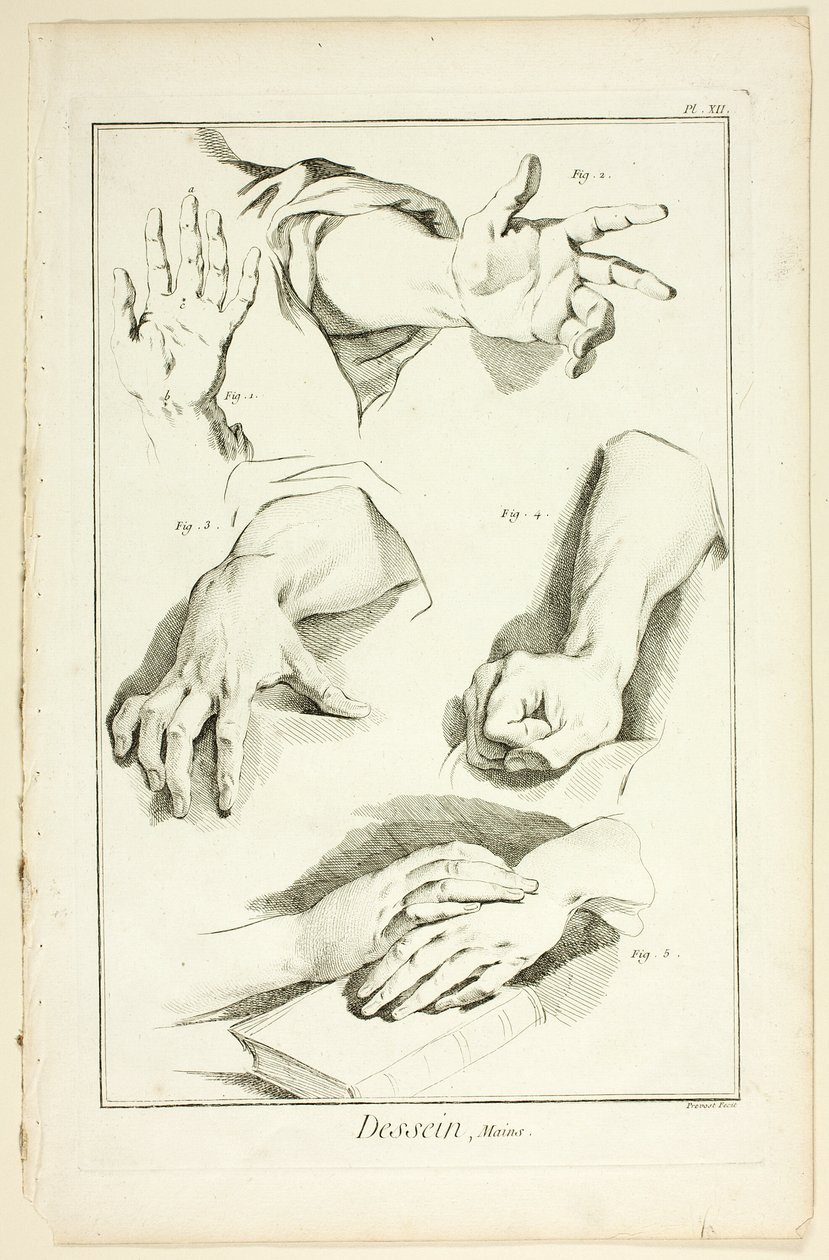 Kivitel: Hands, az Encyclopédie-ből alkotó: Benoit Louis Prevost