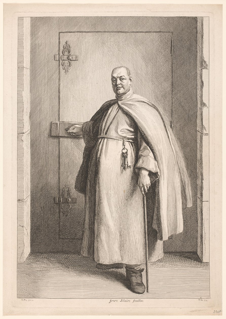 Portré van Blaise Szent Mária Donat Blaise Feuillan testvér (cím a tárgyon) alkotó: Benoît Audran (II)