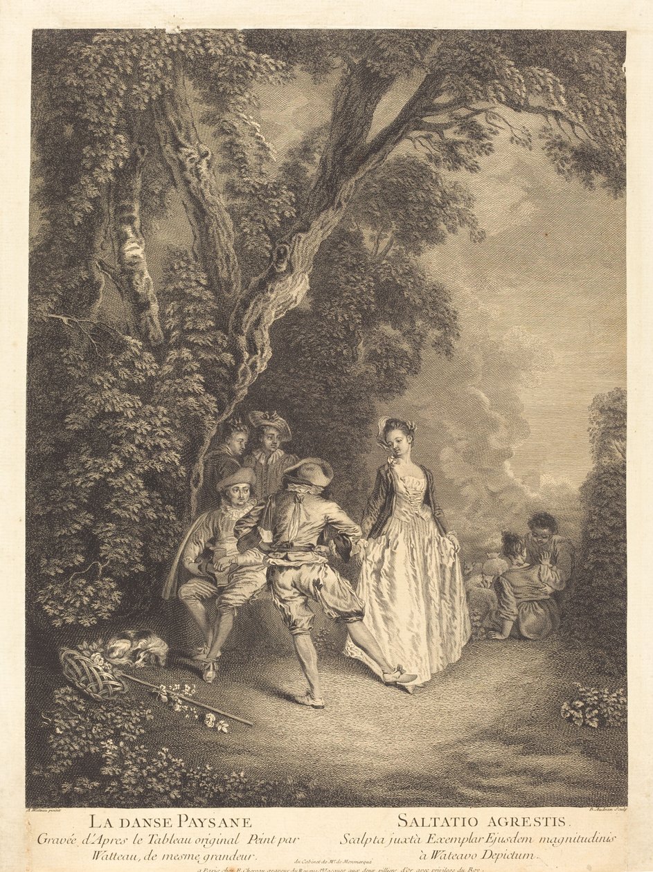 A paraszttánc alkotó: Benoît Audran II after Antoine Watteau