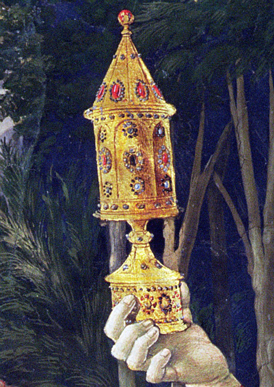 Részlet a Mágusok utazása ciklusból a kápolnában, 1460 körüli freskórészlet 170295-ből alkotó: Benozzo di Lese di Sandro Gozzoli