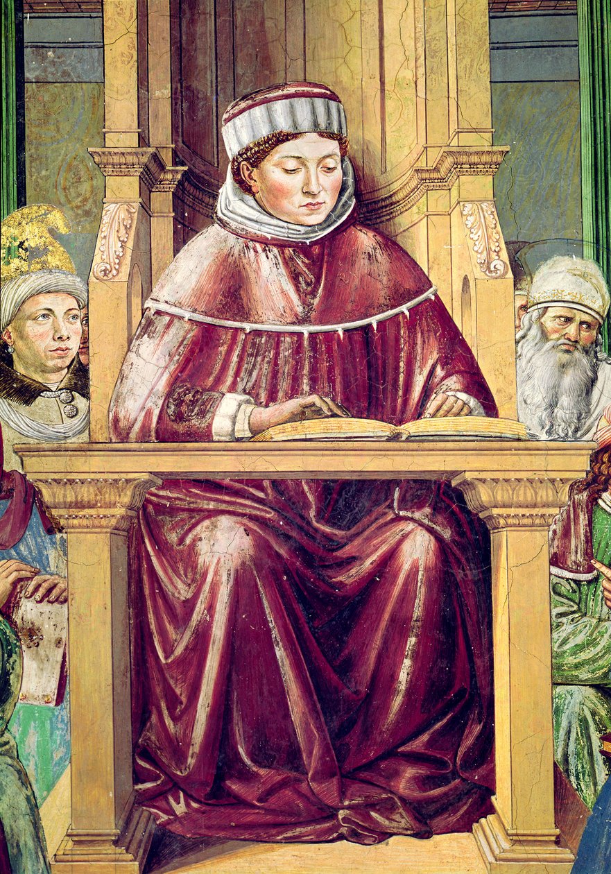 Részlet Szent Ágoston retorikát és filozófiát olvas a római iskolában, Szent Ágoston életéből, 1464-65 alkotó: Benozzo di Lese di Sandro Gozzoli