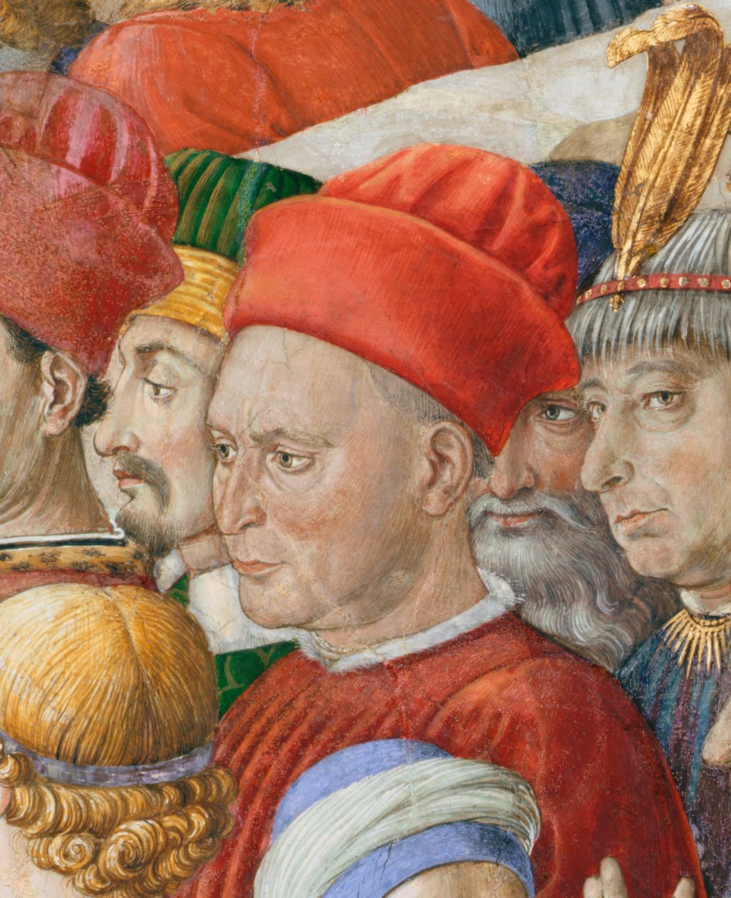 Arc a körmenetben, részlet a Mágusok utazása ciklusból a kápolnában, 1460 körüli freskórészlet a 70603-ból alkotó: Benozzo di Lese di Sandro Gozzoli