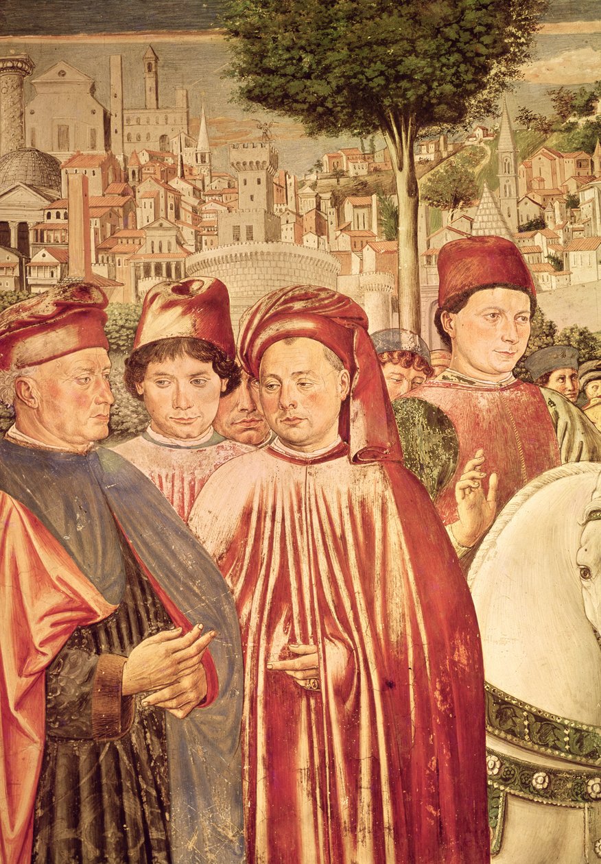 Szent Ágoston Milánóba indul, Szent Ágoston életének ciklusából, 1464-65 (részlet) alkotó: Benozzo di Lese di Sandro Gozzoli