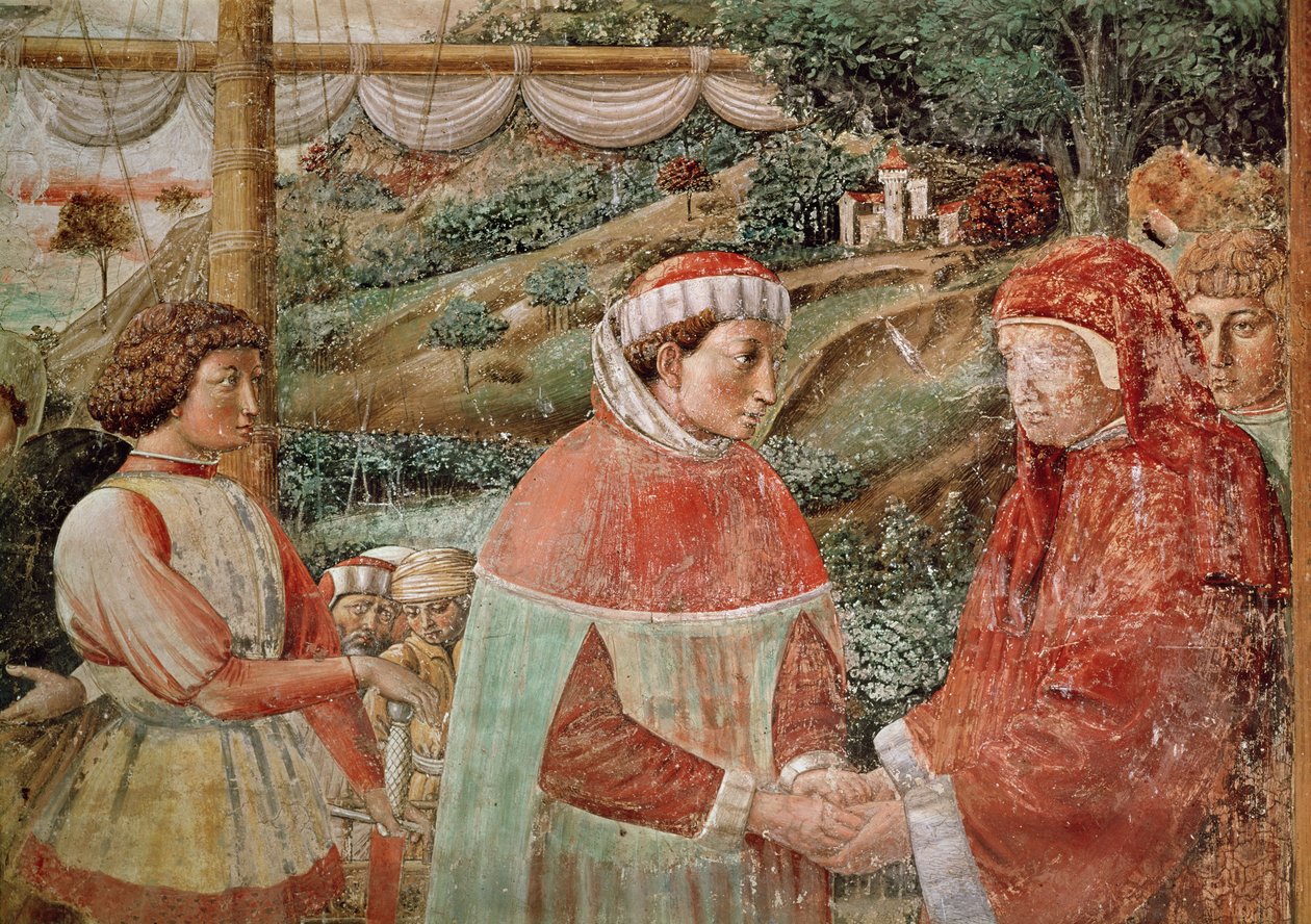 Szent Ágoston elhagyja anyját, Szent Mónikát, és útnak indul Olaszországba, Szent Ágoston életéből, 1463-65 alkotó: Benozzo di Lese di Sandro Gozzoli