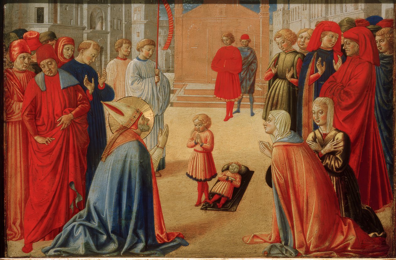 Szent Zenobius egy halott fiút támaszt fel alkotó: Benozzo Gozzoli