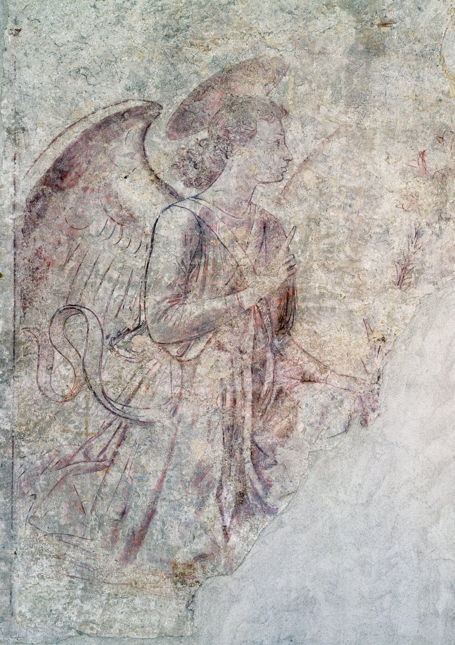 Angyali üdvözlet, Angyali üdvözlet részlete, sinopia (alulfestés) alkotó: Benozzo di Lese di Sandro Gozzoli