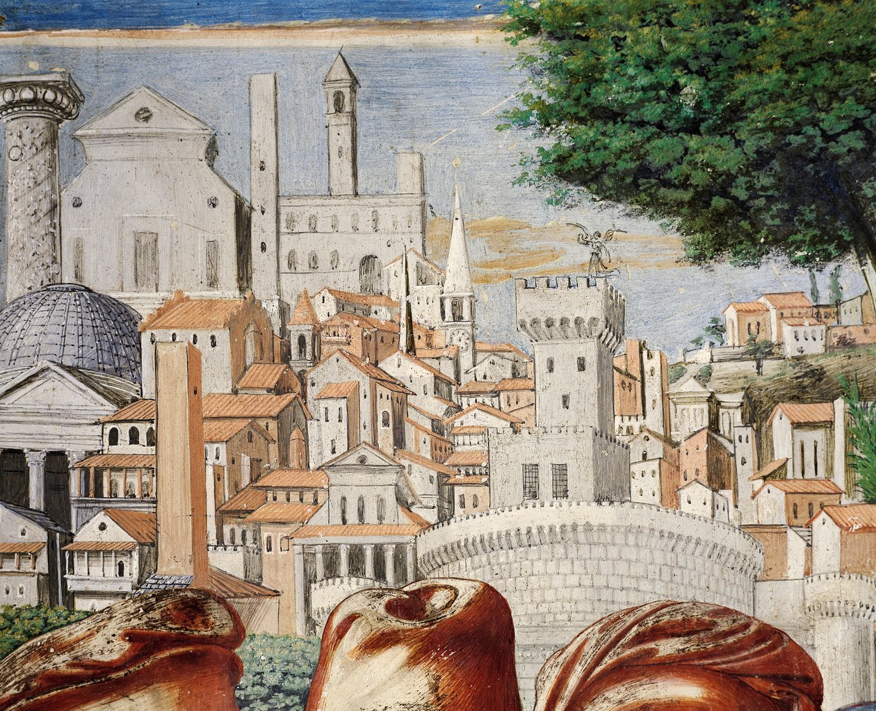 Róma városának építészete, részlet a Szent Ágoston történeteiből alkotó: Benozzo di Lese di Sandro Gozzoli