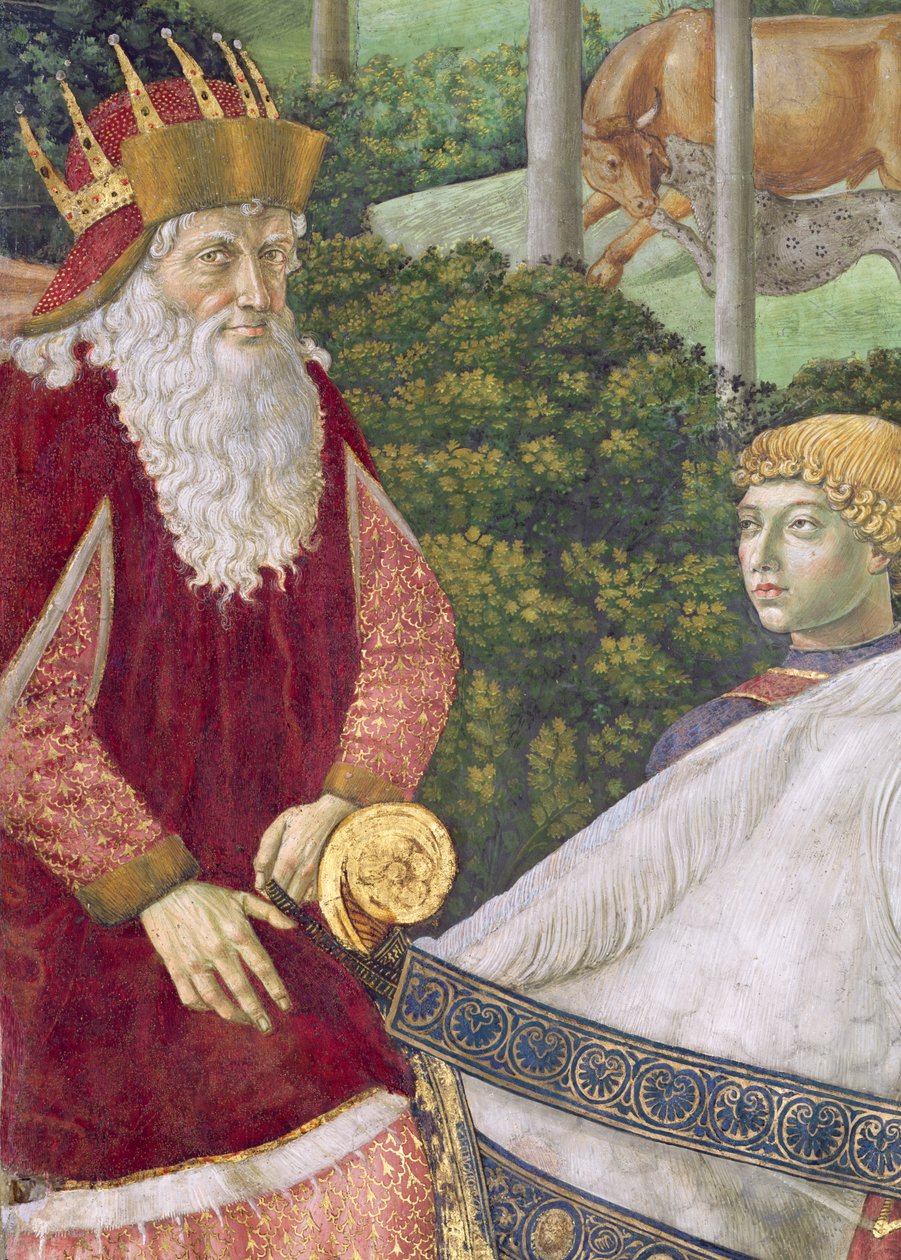 Giuseppe, a konstantinápolyi pátriárka, mint a három királyok egyike, részlet a kápolnában található Mágusok utazása ciklusból, 1460 körüli freskórészlet a 70601-ből alkotó: Benozzo di Lese di Sandro Gozzoli