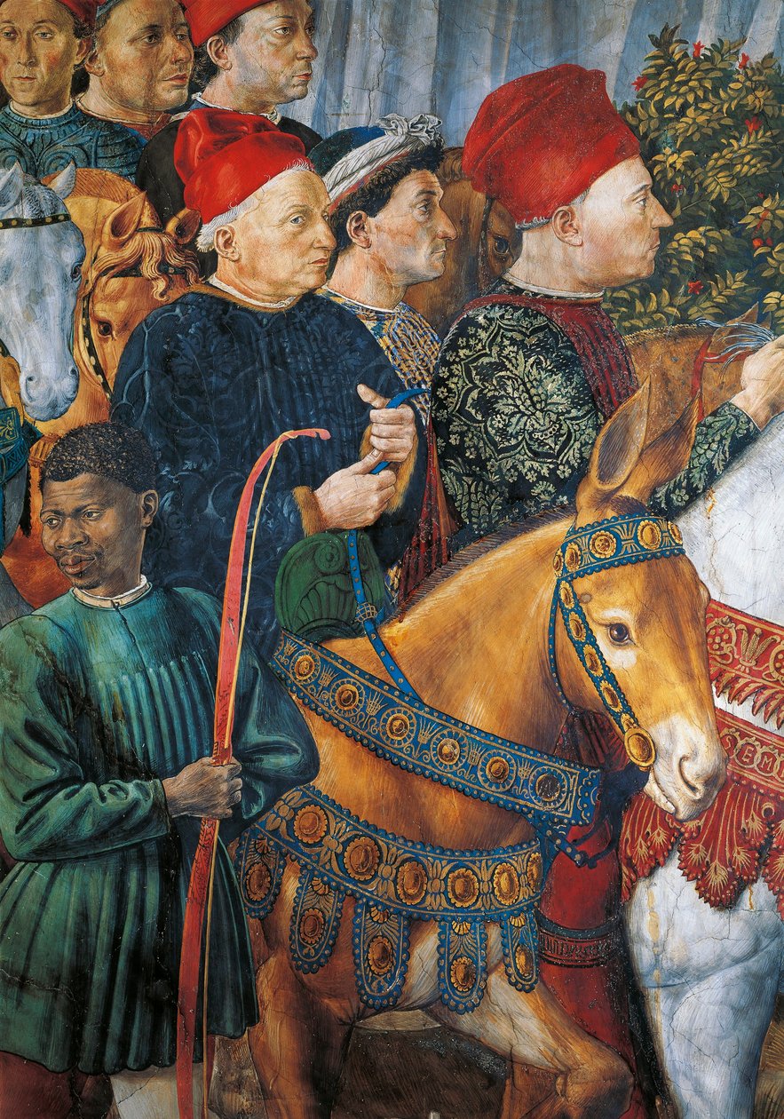 Olaszország, Firenze, Cosimo il Vecchio (idősebb Cosimo) festett képe, részlet alkotó: Benozzo di Lese di Sandro Gozzoli