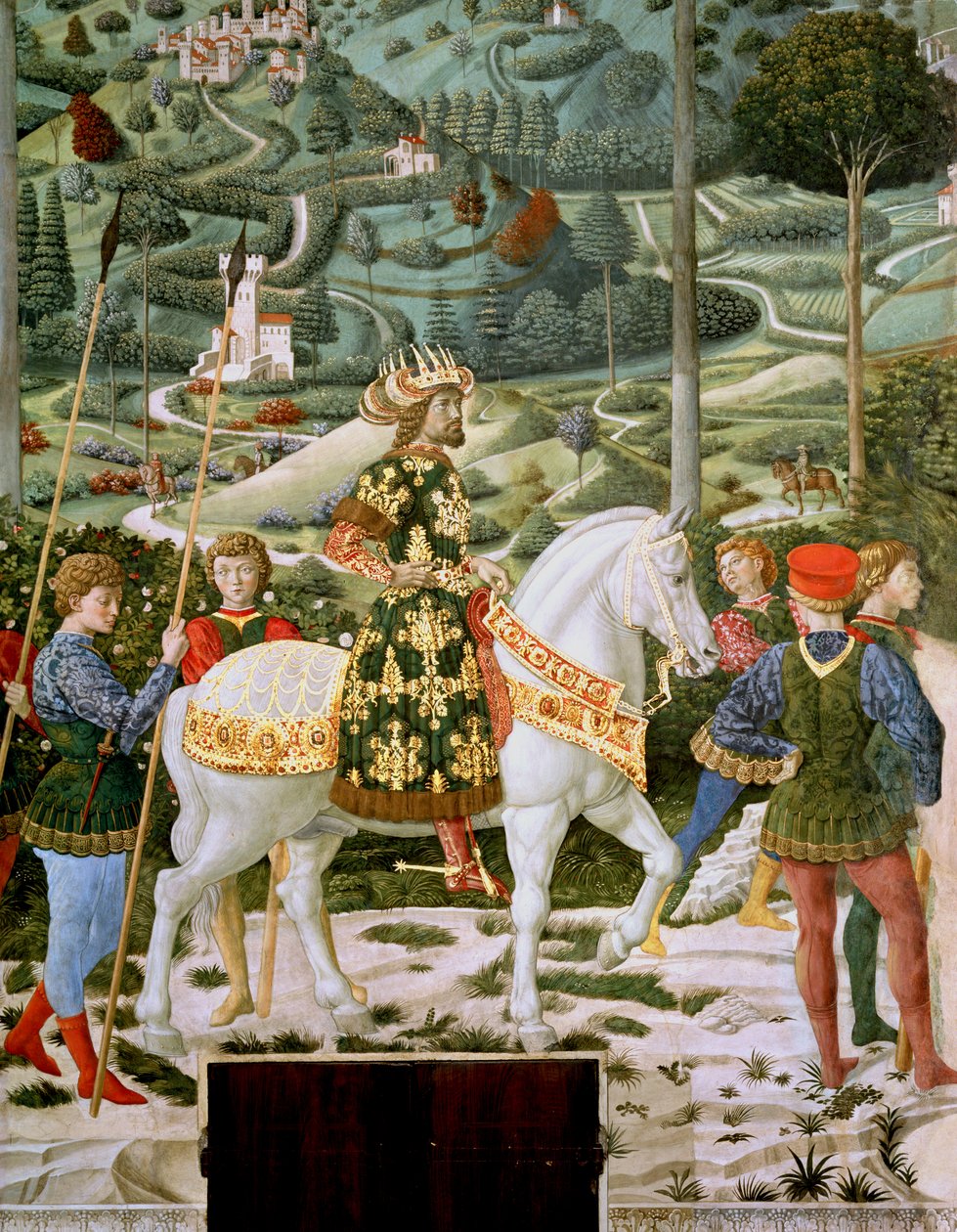 VII. Paleologus János (1391-1448), kelet-római császár, mint a három királyok egyike, részlet a Mágusok utazása ciklusból a kápolnában, 1460 körül alkotó: Benozzo di Lese di Sandro Gozzoli