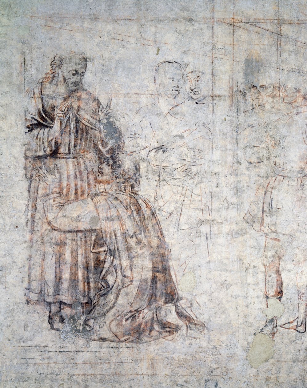 Izsák és Rebeka házassága, a szinópia részlete (alulfestés) alkotó: Benozzo di Lese di Sandro Gozzoli