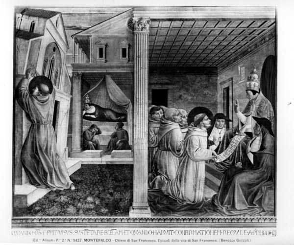 III. Innocent pápa jóváhagyja a szabályt (freskó) (f/w fotó) alkotó: Benozzo di Lese di Sandro Gozzoli