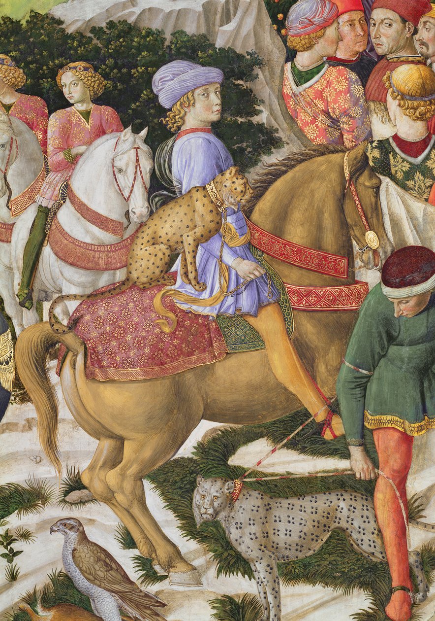 Giuliano deMedici portréja 1453-78, részlet a Mágusok utazása ciklusból a kápolnában, 1460 körüli freskórészlet a 70601-ből alkotó: Benozzo di Lese di Sandro Gozzoli