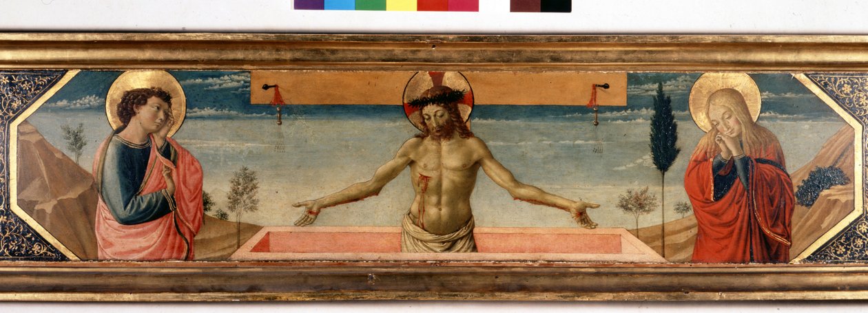 Predelle Krisztussal a jámborságban és a szentekben. Gozzoli Benozzo (1420 - 1497) festménye (részlet) alkotó: Benozzo di Lese di Sandro Gozzoli
