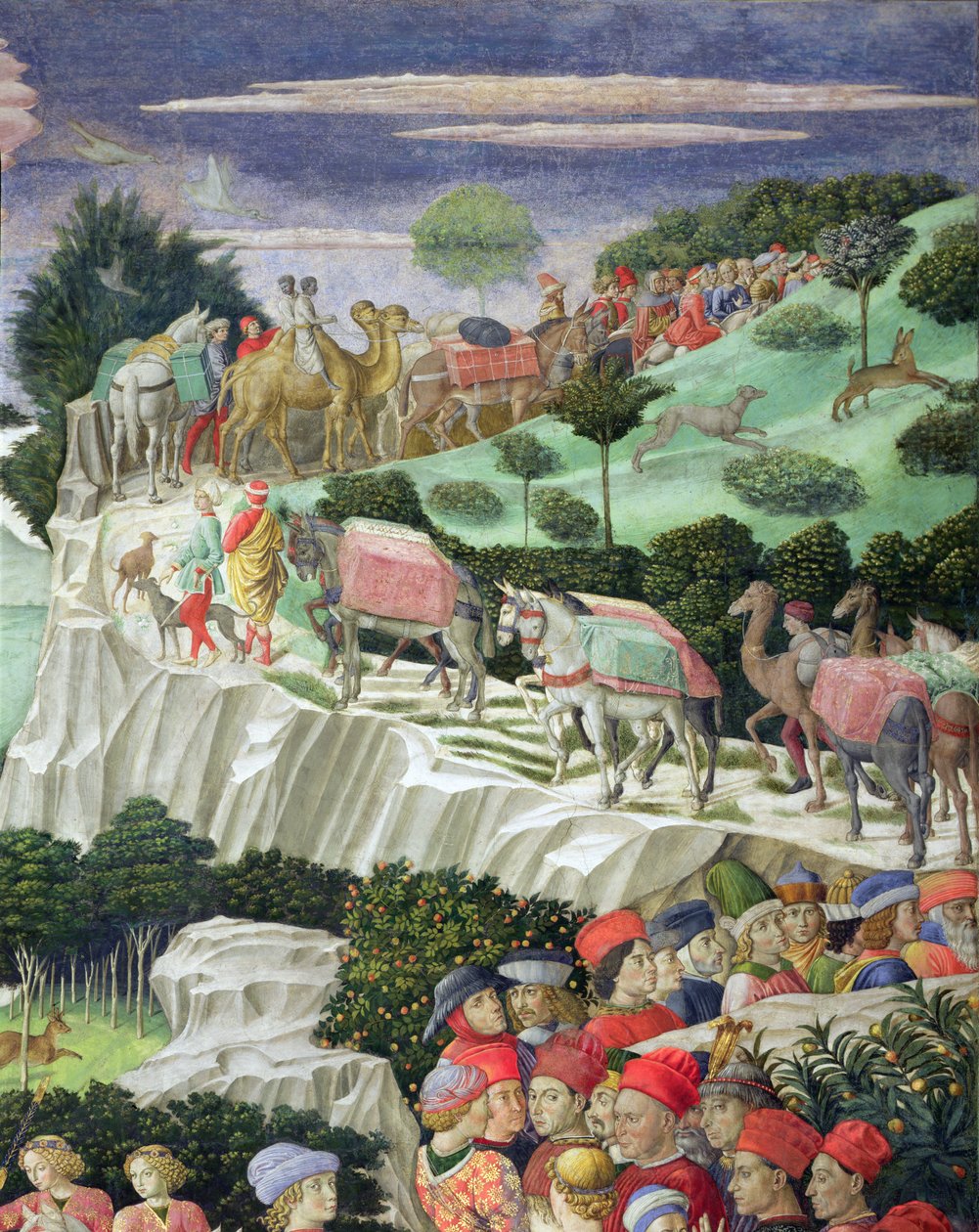 Melchior körmenete, a mágusok kápolnájából (70601 részlet) alkotó: Benozzo di Lese di Sandro Gozzoli